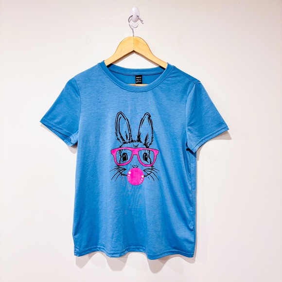 SHEIN Blue t-shirt with rabbit print - Picture 1 of 7